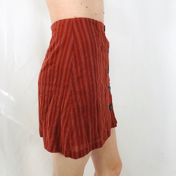 Minkpink Striped Clay Button A Line Mini Skirt 756 - Picture 2 of 5